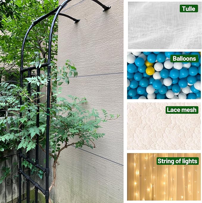 Twira Half Side Garden Arch Trellis, 7.9FT Metal Arbor Trellis - Image 7
