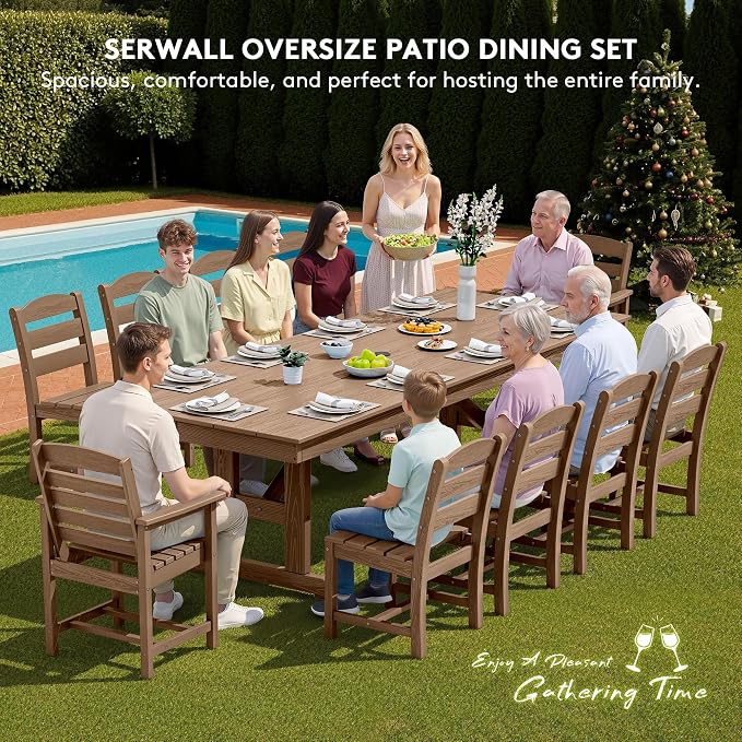 SERWALL 11 Piece Outdoor Dining Set - Image 6