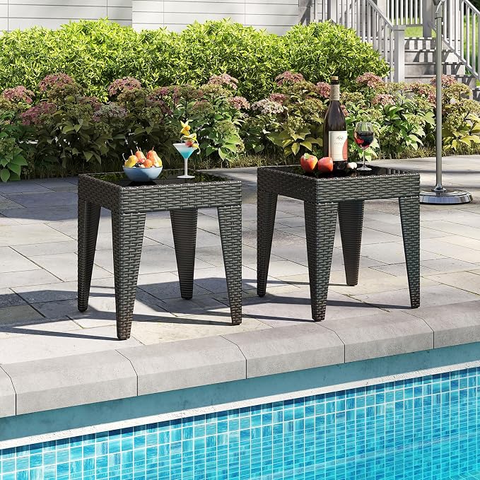 Kinfant Rattan Patio Side Table - Image 2