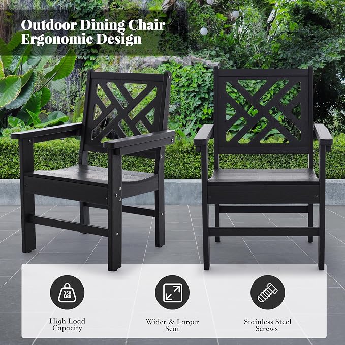 HDPE Dining Table Set for 6, 7-Piece Outdoor Table and Chairs Include 6 Dining - Image 5