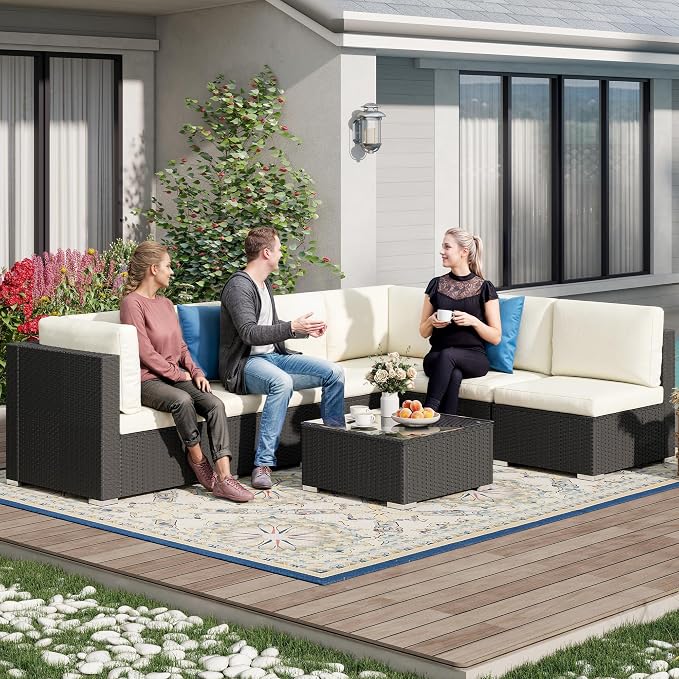 DWVO 7-Piece Patio Furniture Set, All-Weather PE Rattan Wicker Outdoor - Image 2