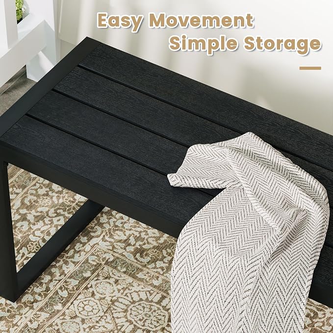 VICLLAX 3-Person Outdoor Bench, 2 Pieces 53" Long Garden Bench Backless Porch - Image 4