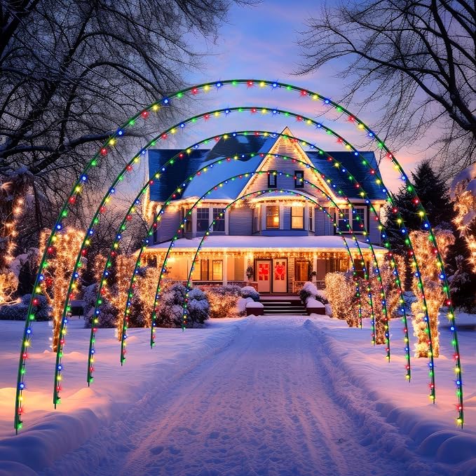 Geetery 6 Pack 10FT Christmas Archway Outdoor, 8 Mode LED Light Arch Metal - Image 5