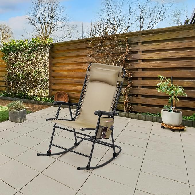 Yaheetech 26in Rocking Chair Outdoor Zero Gravity Folding Chairs Rocking Chairs - Image 2