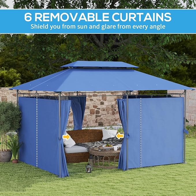 Outsunny 10' x 13' Patio Gazebo, Double Roof Outdoor Gazebo Canopy Shelter - Image 5