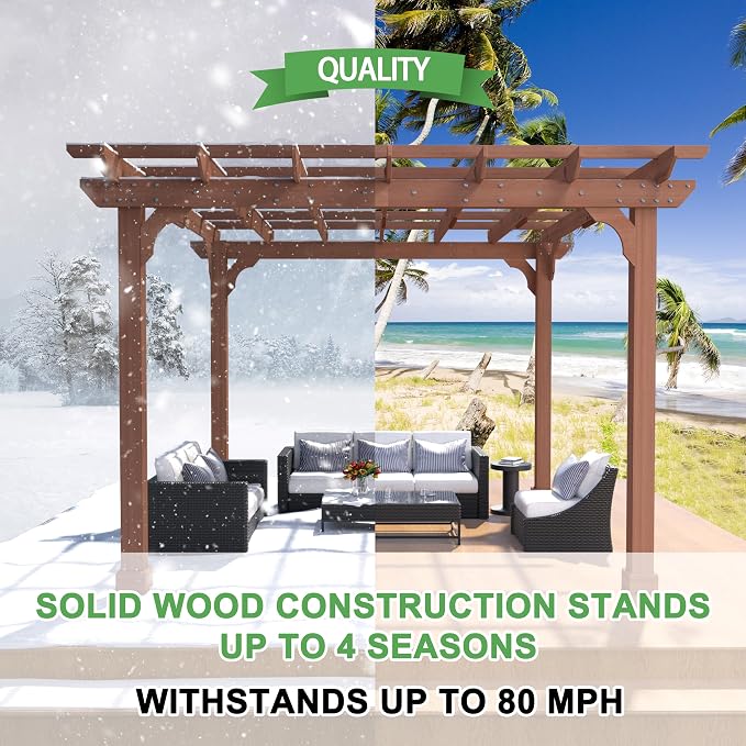 MUPATER 10’×10' All Wood Pergola - Image 7