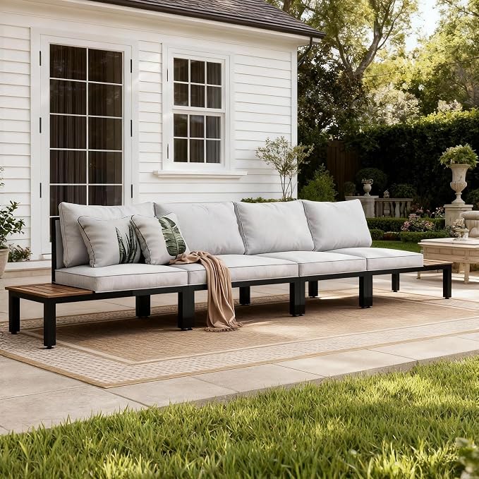 Sophia & William 3 Pieces Outdoor Patio Furniture Set, Metal Sectional Sofa Set by SophiaWilliam
