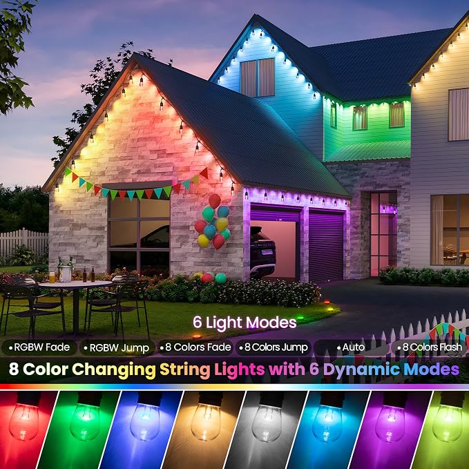 100FT RGB Solar Outdoor String Lights - Image 2
