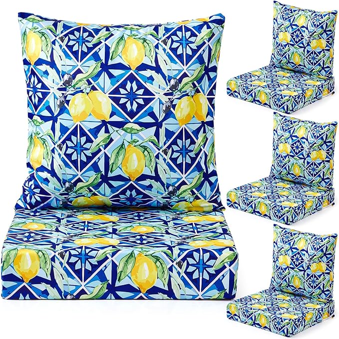 Hoteam 4 Set Outdoor Chair Patio Cushions 20 x 20 Inch Deep Seat Waterproof by Hoteam