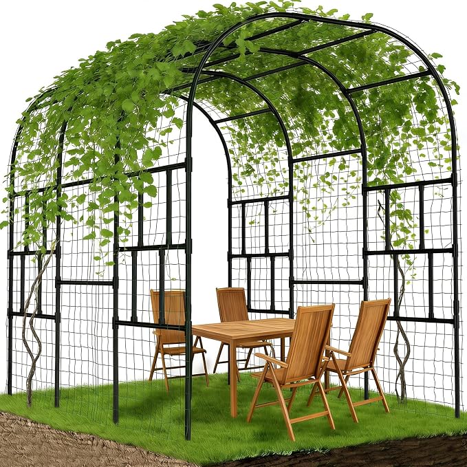 Tall Garden Arch Trellis for Climbing Plants, 87in Tall Metal Plant Support by UrGROWA