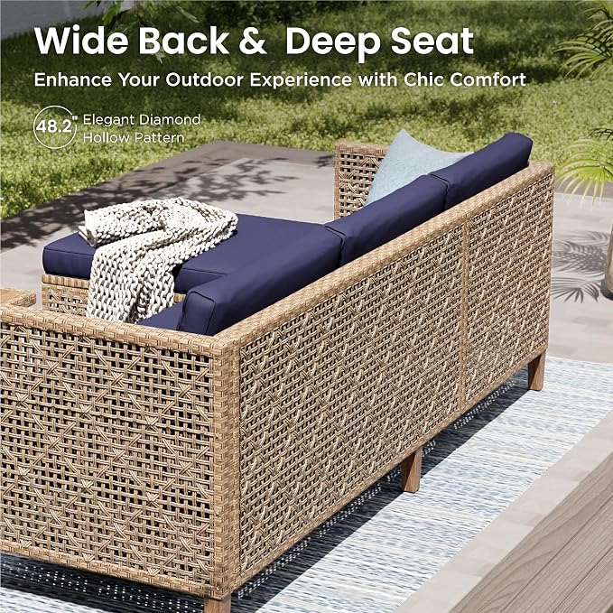 PHI VILLA Sectional Outdoor Couch, Small Patio Furniture Set - Image 5