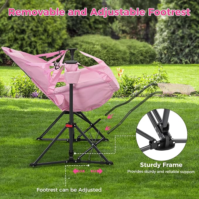 Ainfox Hammock Chair with Footrest, Oversized Swinging Portable Folding Camping - Image 4