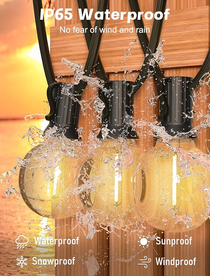 SUNSGNE Outdoor String Lights, 50FT Outdoor Globe Light - Image 3