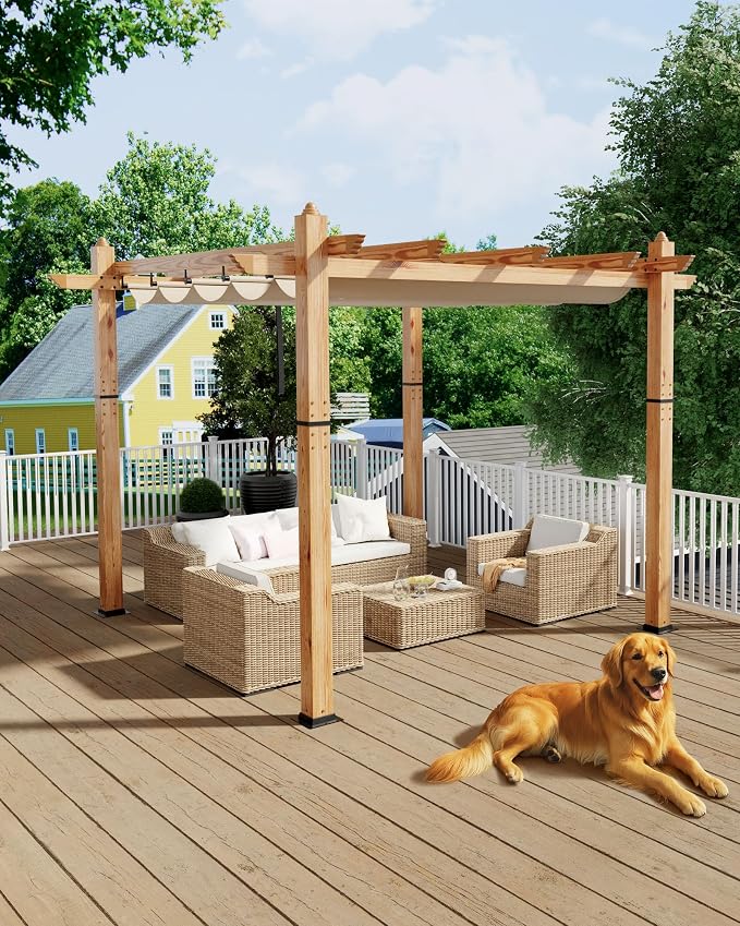 10x10 Ft Aluminum Pergola Outdoor Gazebo by KYBOLT
