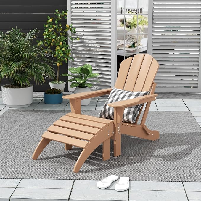 WO Home Furniture Adirondack Ottoman Outdoor Patio Footrest 13.5" Inch Folding - Image 4
