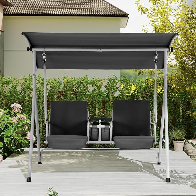 HOMREST 2 Seat Outdoor Porch Swing, Patio Swing - Image 7
