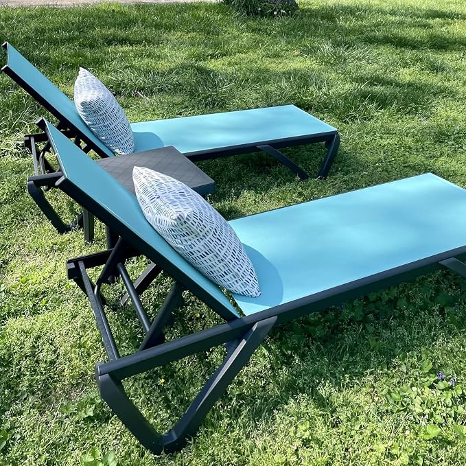 Domi Pool Lounge Chairs Set of 2, Aluminum Adjustable Outdoor Chaise Lounge - Image 7