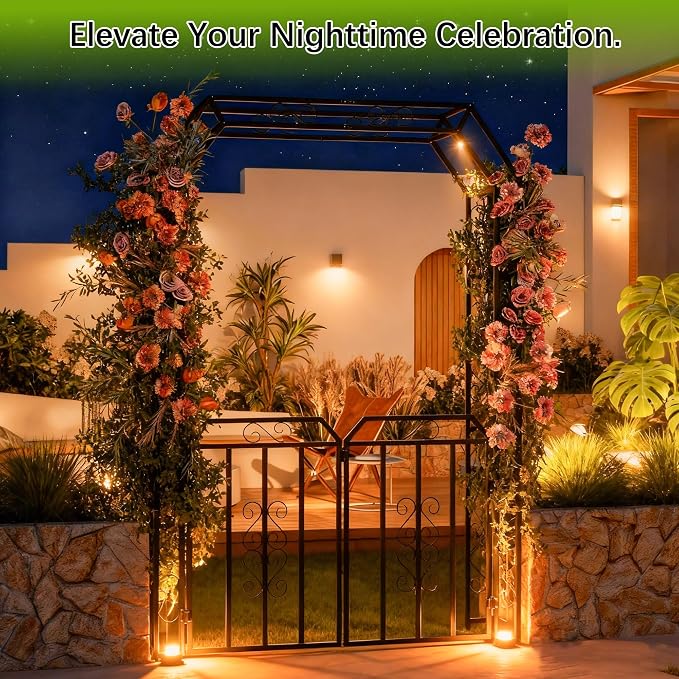 YOHKOH Garden Arch with Gate, Metal Garden Arbor with Gate, Double Lockable - Image 3
