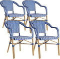 PURPLE LEAF Outdoor Dining Chair Set of 4 Hand-Woven Aluminum Armchair by PURPLELEAF