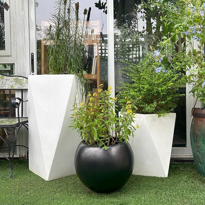 13.5 H x 17" Dia Round Fiberstone Planter - Image 7