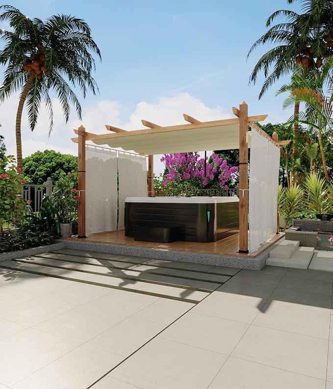 GarveeLife 10 x 13 ft Wood Grain Aluminum Pergola Outdoor Pergola - Image 7