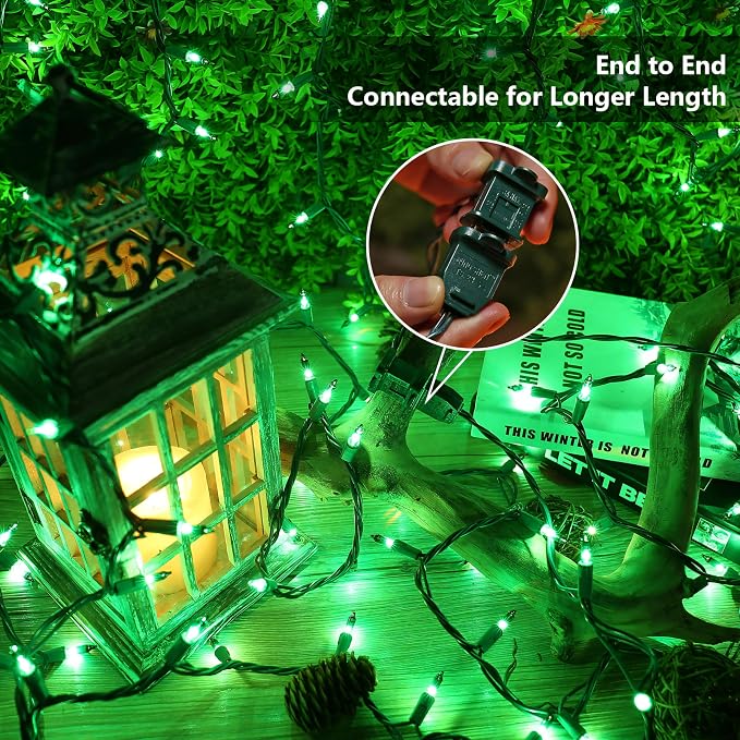 BrizLabs Christmas Lights, 69.6ft 300 Count Green String Lights, Connectable - Image 3