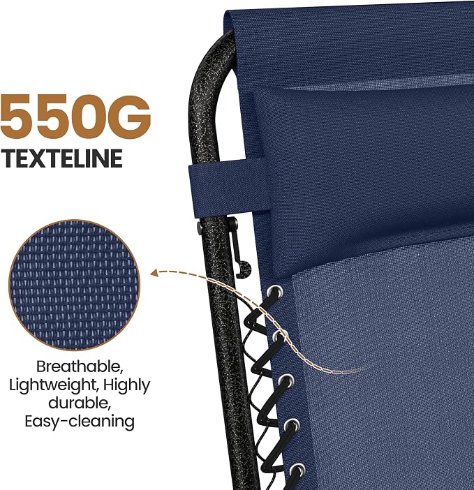 Yaheetech Zero Gravity Recliners Outdoor Adjustable Folding Reclining Lounge - Image 5