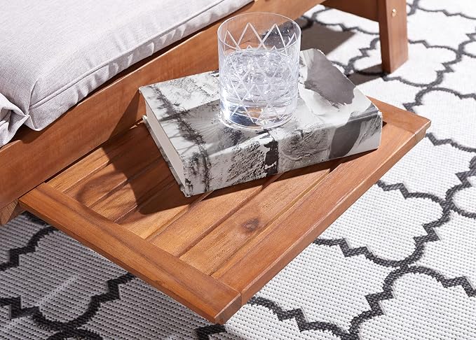 SAFAVIEH Outdoor Collection Emely Natural Acacia Wood/Grey Expandable Loveseat - Image 7