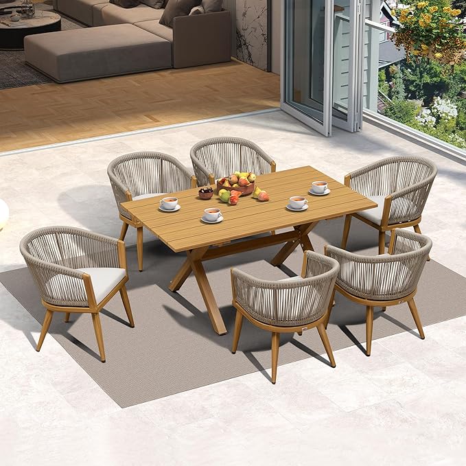 PURPLE LEAF Outdoor Dining Set for 6 All-Weather Aluminum 7 Piece Outdoor Patio - Image 2