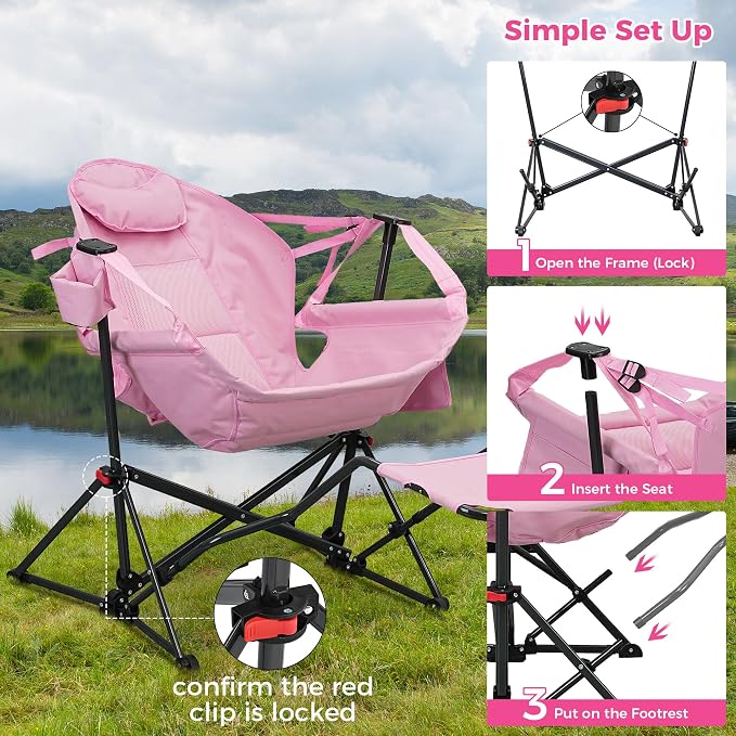 Ainfox Hammock Chair with Footrest, Oversized Swinging Portable Folding Camping - Image 6