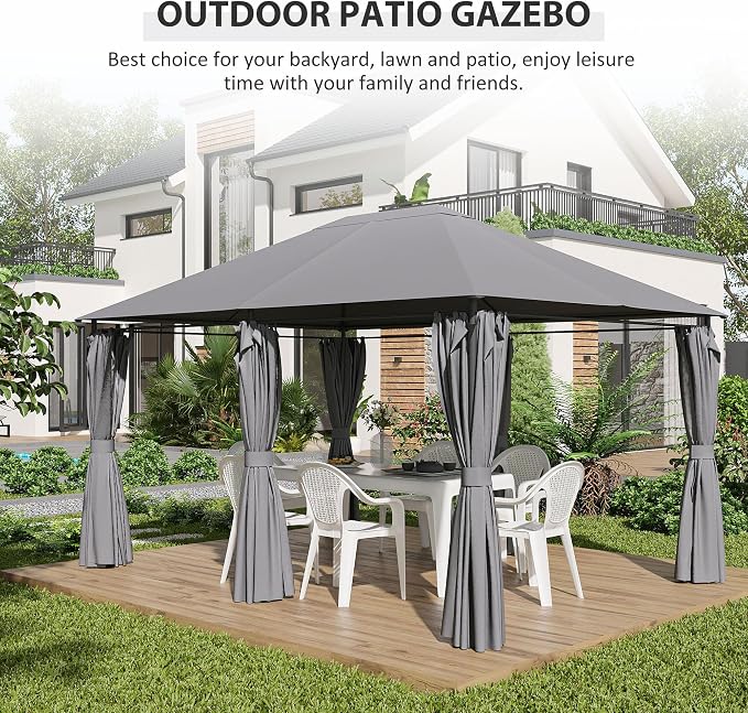 Outsunny 10' x 13' Outdoor Patio Gazebo, Canopy Shelter - Image 5