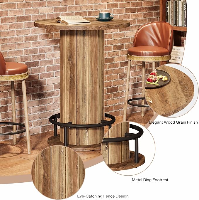Tribesigns Round Dining Table Set of 2, Bar Height Commercial Kitchen Table - Image 8