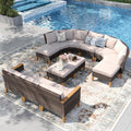 PHI VILLA 10-Piece Wicker Patio Furniture Set, Outdoor Half-Moon Curved by PHIVILLAThepioneerofcomfortablehouseholdsupplies