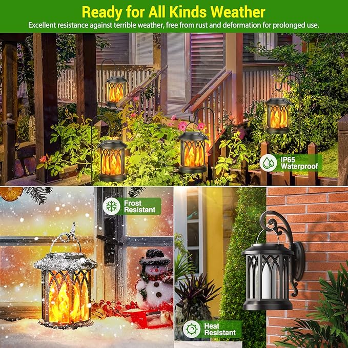 KOOPER Hanging Solar Lights Lantern Outdoor, Flickering Flames Solar Outdoor - Image 7