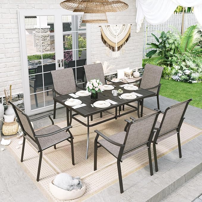 Sophia & William 7 Pieces Patio Dining Set, 6 Quick Dry Textilene Chairs and a - Image 2
