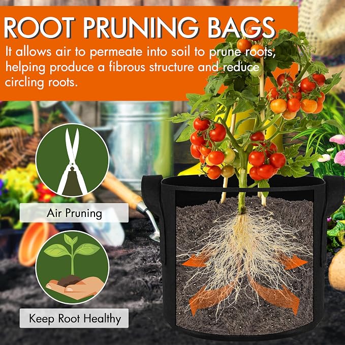 Gardzen 6-Pack 2 Gallon Grow Bags, Aeration Fabric Pots - Image 3