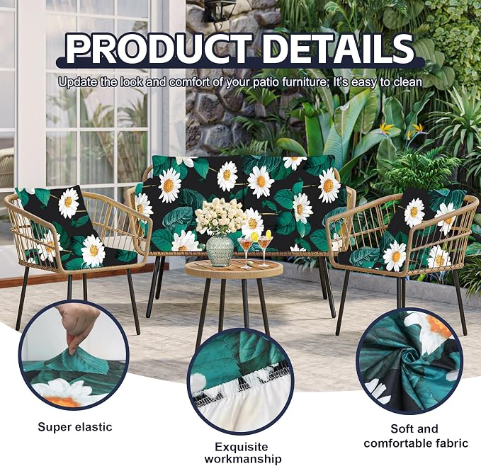 8Pcs Patio Cushion Covers, Outdoor Cushions Covers, Stretch Cushion Covers - Image 3