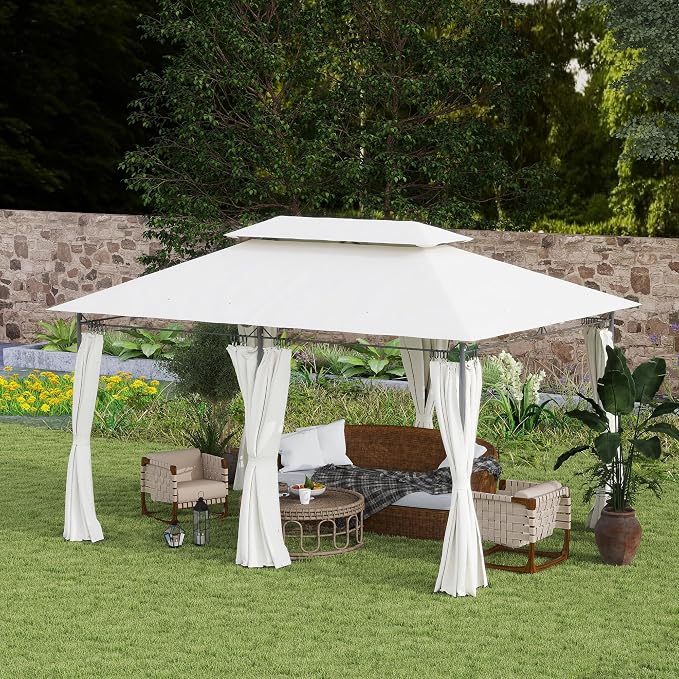 Outsunny 10' x 13' Patio Gazebo, Double Roof Outdoor Gazebo Canopy Shelter - Image 9