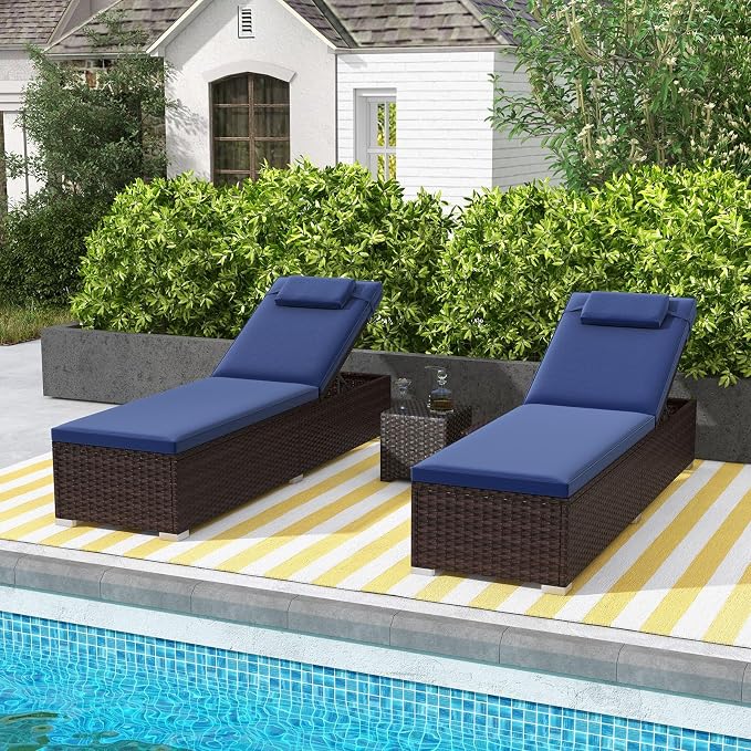 Tangkula Patio Chaise Lounge, Outdoor Rattan Lounge Chair w/ 6-Level Backrest - Image 5