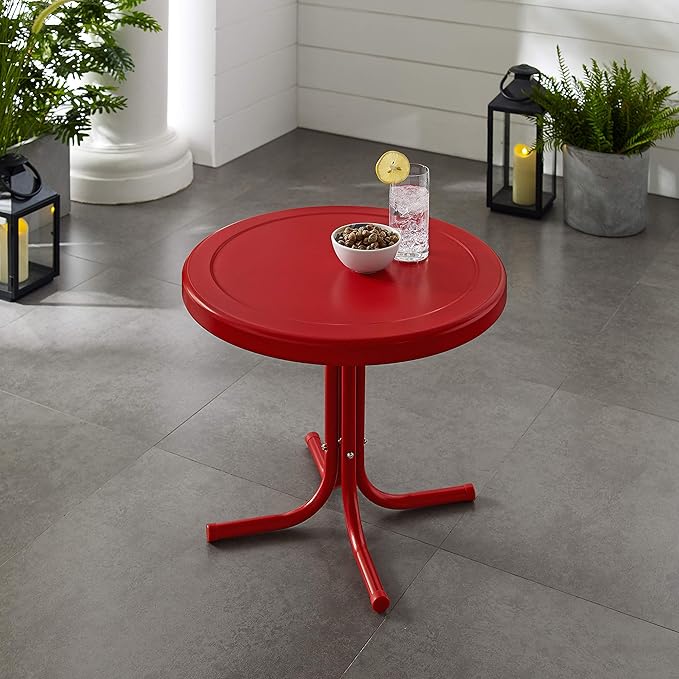 Crosley Furniture Griffith Weather Resistant Retro Metal Outdoor Side Table - Image 6