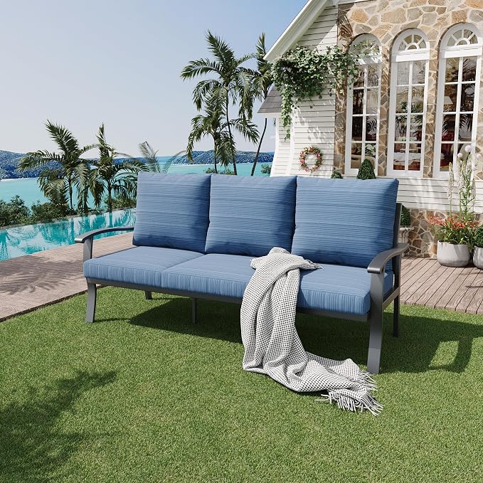 HOMREST Outdoor Couch Aluminum Patio Furniture Sofa, 3-Seat All-Weather Metal - Image 2