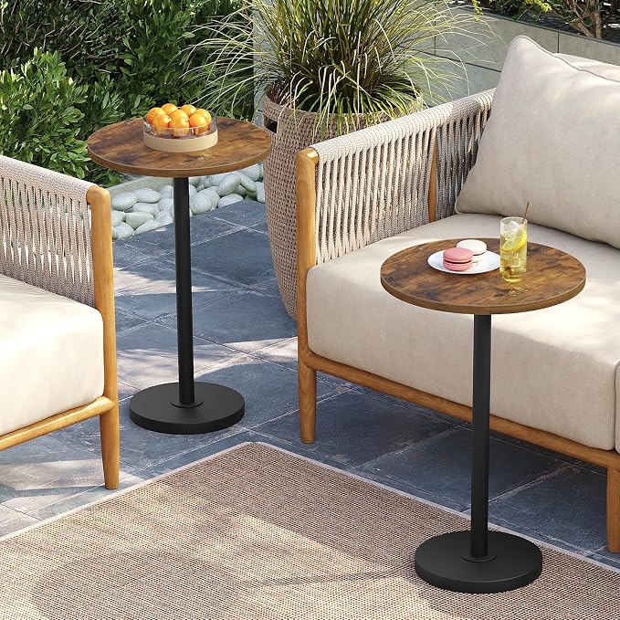 Round Side Table Set of 2, Tall Drink End Table - Image 2