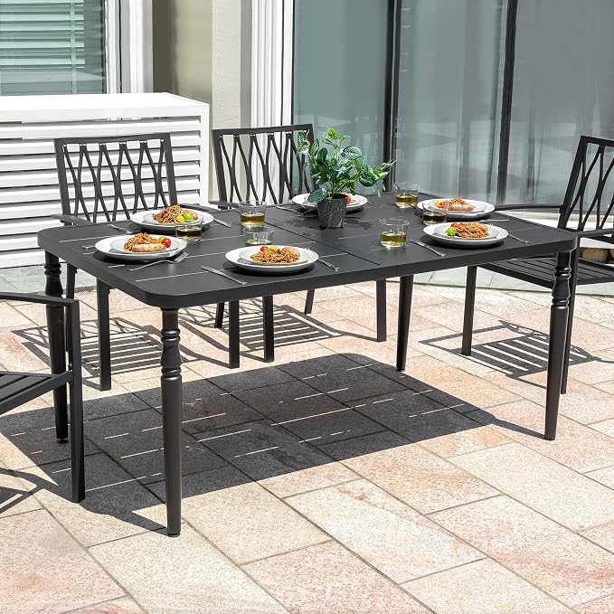 NUU GARDEN Weather-Resistant Outdoor 61” x 37” Rectangle Metal Dining Table - Image 2