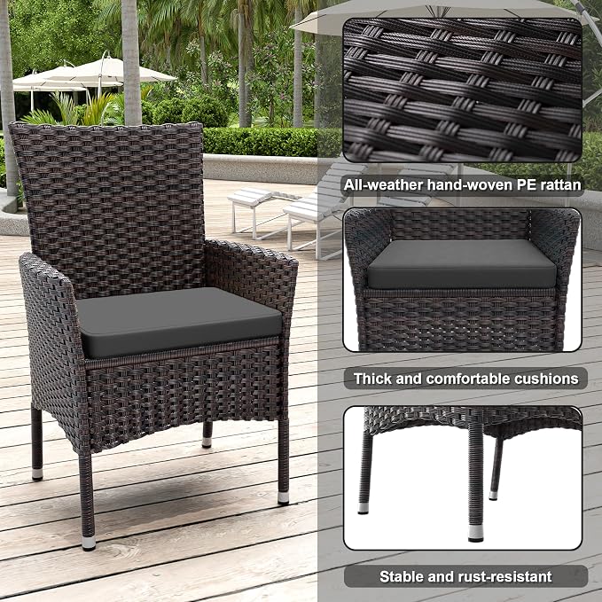 ALAULM 10 Piece Patio Dining Set All-Weather Wicker Outdoor Patio Furniture Set - Image 3
