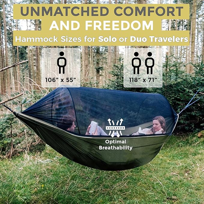 Miztli Camping Hammock -Portable Hammock w/Spacious Net & Tree Straps - Image 4