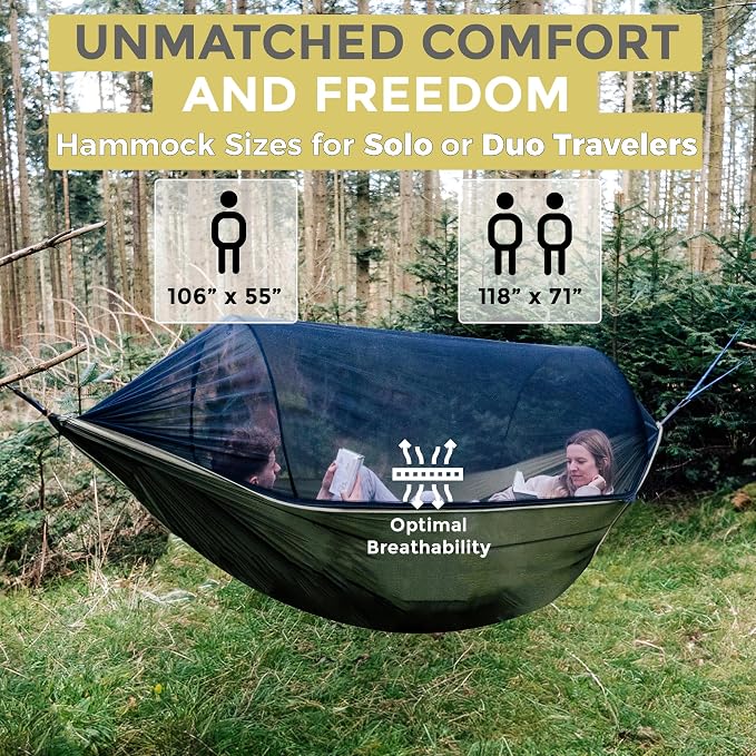 Miztli Camping Hammock -Portable Hammock w/Spacious Net & Tree Straps - Image 4