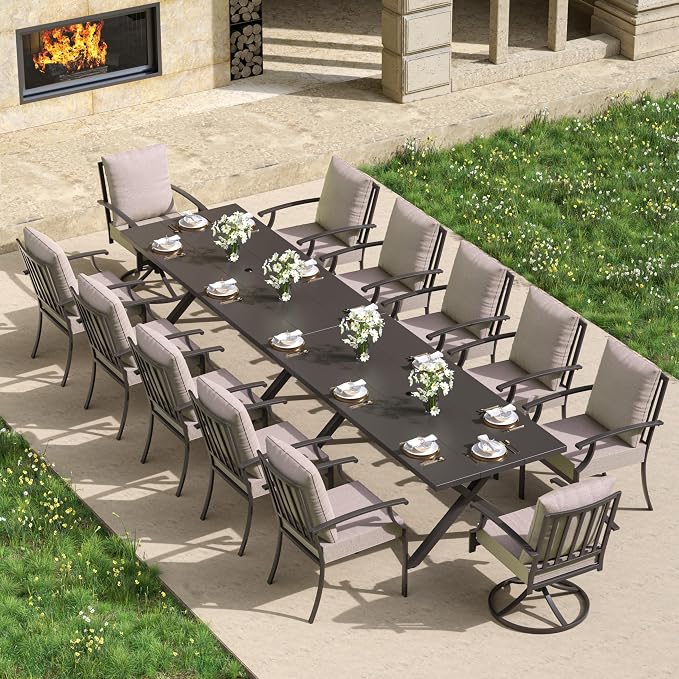 Kullavik 14 PCS Outdoor Dining Table Set - Image 7