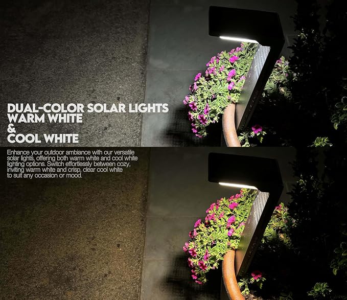 6 Pack Solar Pathway Lights, Dual Warm & Cool White Modes, Waterproof Outdoor - Image 2