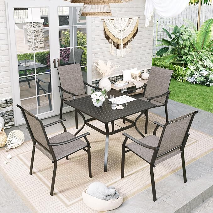 Sophia & William 5-Piece Outdoor Dining Set, 4 Comfortable Textilene Chairs and - Image 2