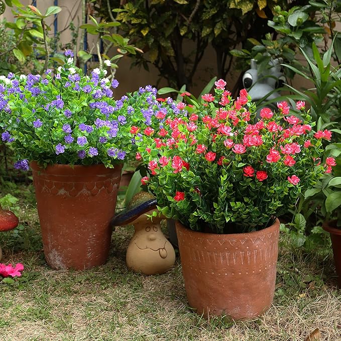 20 Bundles Artificial Flowers Outdoor Fake Flowers, UV Resistant No Fade Faux - Image 4